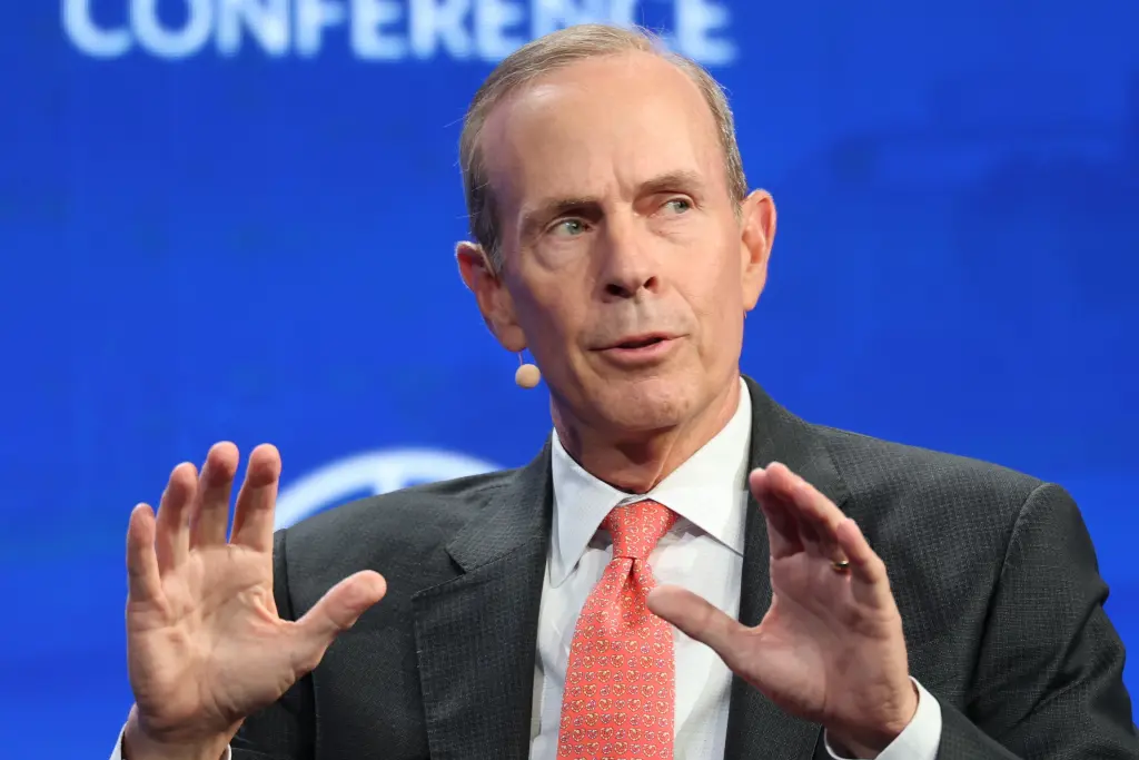 Chevron CEO Mike Wirth speaks at a conference